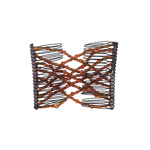Greatstar Ez Stretch Pearls Combs For Girl, Magic Beading Hair Comb-Double Clips Hair Styling Accessories For Women Girls Hair Beauty (Coffee) #TOP4