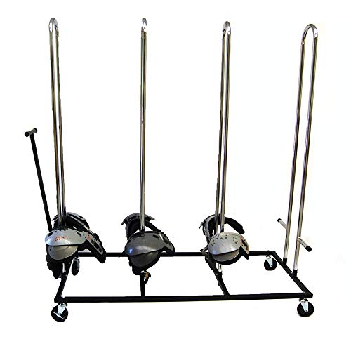 Trigon Sports Football Shoulder Pad Rack, Holds Up to 60 Pads, Heavy Duty Games Equipment Organizer with Large Locking Wheels for Easy Moving, Sturdy Metal Rack for All Level Sports - Thumbnail 3