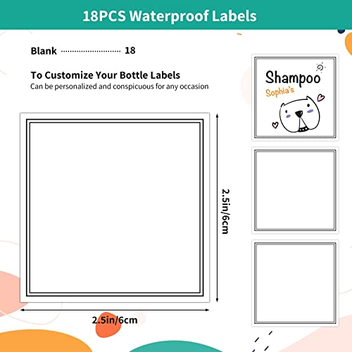 Image of Segbeauty 18pcs Blank Waterproof Labels, 2.5in White Soap Dispenser Stickers for Plastic Glass Bottles, Handwritten Removable Self-Adhesive Labels for Shampoo Conditioner Lotion Hand Soap Dish Wash