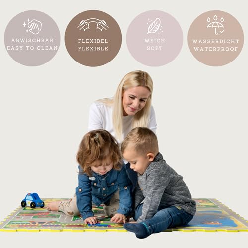 Straße Puzzlematte Baby 120x120 cm Autoteppich Kinder 16 Platten – Ansicht 6