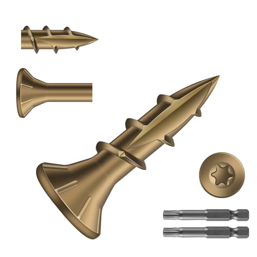 Image of #8 x 5 /8 inch Deck Screws (1941Pcs) 6lb. Carbon Steel, Yellow, Flat Head, Rust Resistant epoxy Coated, with T25 Star Bit