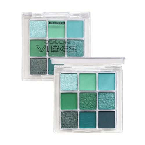 Paleta De Sombras De Ojos Verde - Paleta De Sombras De Ojos Pigmentadas De 9 Colores Mate Nacarado | Cosmético De Maquillaje De Ojos Con Purpurina Resistente Al Agua Para Maquillaje Profesional De Esc