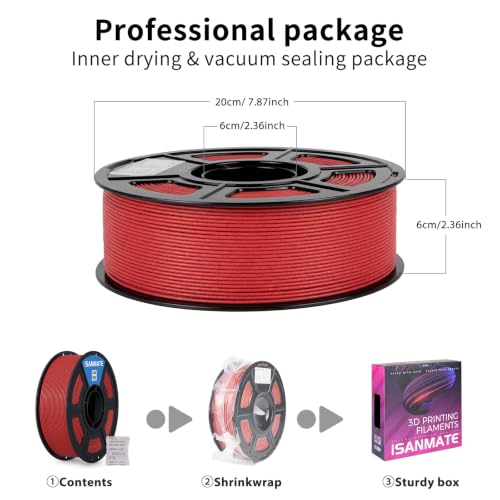 Image of iSANMATE 3D Printer Filament ASA Marble Red Granite, UV & Weather Resistant ASA Filament Perfect for Outdoor Functional Parts, for Bambu Lab 3D Printers,AMS,AMSLite, 1kg Spool (2.2lbs)
