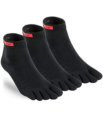Injinji Mens Sport Sock (Black, Medium) (3 Pack)