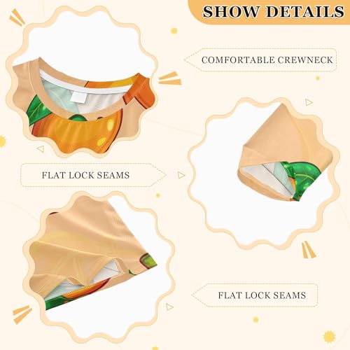 Orange Mango Leaves Boy's Rash Guard Swim Shirt Long Sleeve Sun Shirt for Swimming Pool Beach UPF50+3