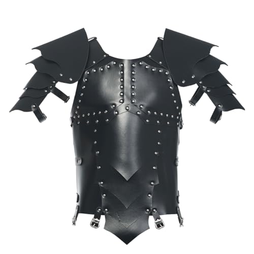 CAMDOM Mens Medieval Chest Armor Viking Knight Chest Belt Armor Warrior Adjustable PU Leather Armour