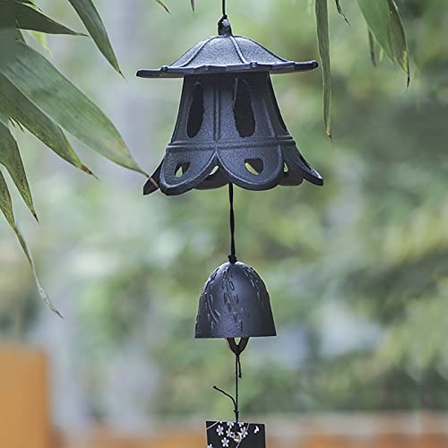 DMJLI-T Pagoda Giapponese Campanelli Eolici in Ghisa A Forma di Lanterna di Loto con Una Campana da Giardino,B