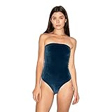 American Apparel Women's Stretch Velour Strapless Bodysuit, Navy, Large