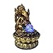 Golden Ganesha Lotus Fountain – 12-inch Indoor/Outdoor Water Feature with LED Crystal Ball, Plastic & Resin Décor (B)(D)