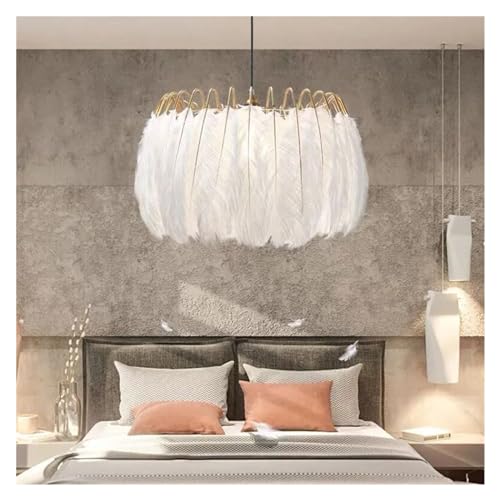 Éclairage suspendu en plumes blanches romantique pour luminaire de salon et de cuisine