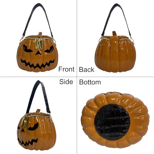 Image of Men and Women PVC Pumpkin Shaped Crossbody Shoulder Bag Handbag Halloween Pumpkin Purse