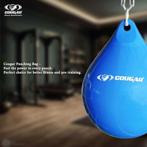 Image of COUGAR Water Punching Bag for Boxing & MMA Training | Heavy Duty PVC Material | 38x49 cm | Includes Solid Steel Chain | Shock Absorbing Hanging Bag for Adults & Athletes