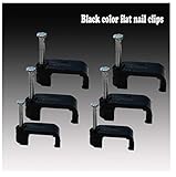 blackPE Plastic Ningvong 500 Piezas/Paquete blackPE Plástico 4/6/8/10/12/12 / 14mm Cable Plano Clip en Forma de C Clavos de Acero de Alto Carbono Abrazaderas de Cable Soporte de cable-12mm 200pcs