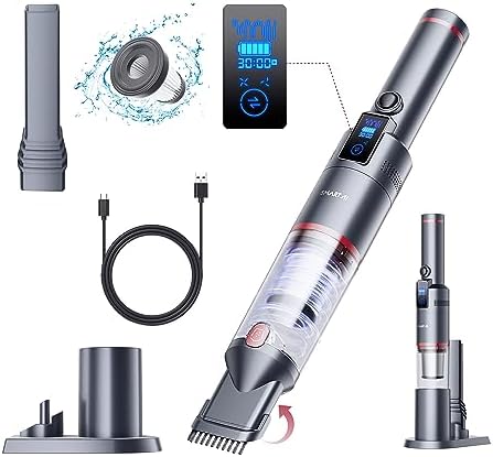 SmartAI ハンディ掃除機 コードレス 車用 19000Pa 強力吸引 30分連続稼働 OLED画面付き 電池残量表示 200ml 大容量 多機能 ハンディクリーナー 0.5kg超軽量 静音 小型 業務用/キーボード掃除/車内清掃/家具/家庭用