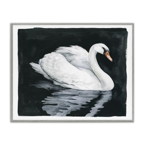 'Elegant Swan Reflection Portrait'| Framed Giclee Art