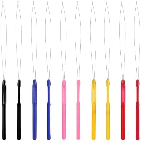 BELLA HARARO 10-Piece Hair Extension Loop Needle Threader Kit - Loop Needle Pulling Hook Tool & Bead Device - Multi-Colour - Microlink Installation - Straight Hair