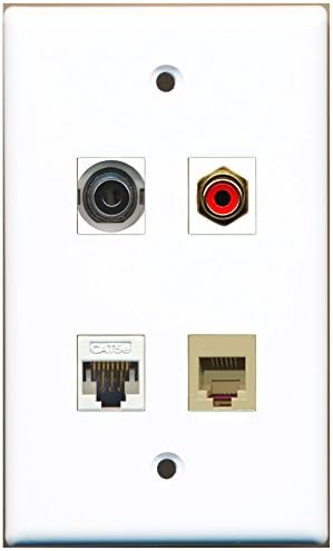 RiteAV - 1ポート RCA レッド 1ポート 電話 RJ11 RJ12 ベージュ 1ポート 3.5mm 1ポート Cat5e