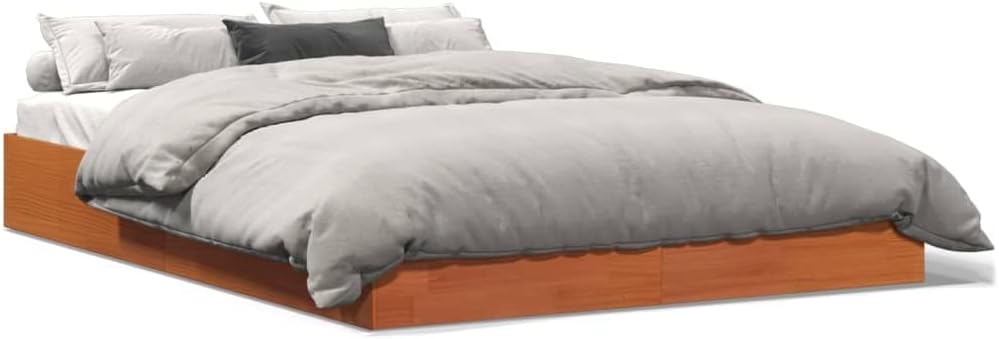 vidaXL Solid Wood Bed without Mattress Wax Brown 160 x 200 cm Pine Wood