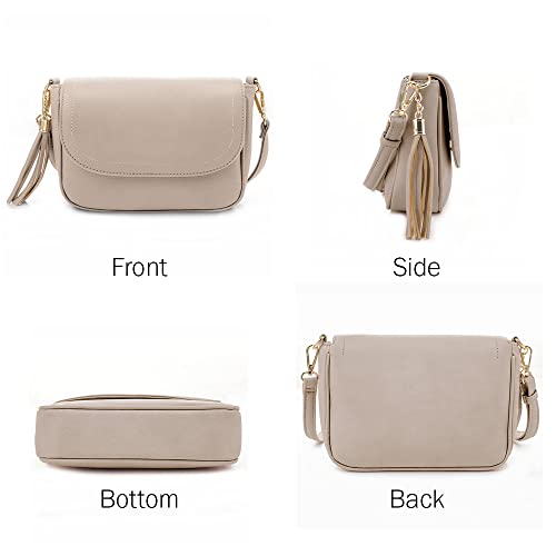 Image of EVVE Small Crossbody Bags for Women Trendy Flap Saddle Purses with Tassel Vegan leather Shoulder bag