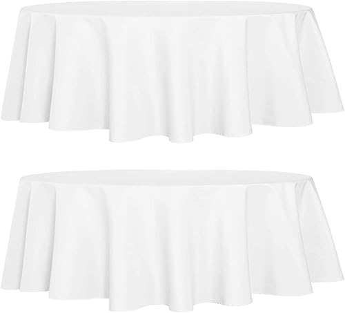 Miniatura 9 de sancua - Paquete de 2 manteles redondos de poliéster, de 60 pulgadas, resistentes a las manchas y a las arrugas, lavables, para la mesa del comedor,