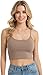 ToBeInStyle Women's Adjustable Built in Bra Crop Spaghetti Tank - Mocha - M