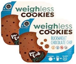 Buckwheat Chocolate Chip - 2 Pack - Healthy, Gluten Free, Low Carb, Only 23 Calories Per Cookie, (4 Cookies In Each Pack)