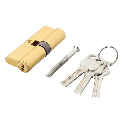 Barrel Lock Cylinder Lock with 3 Keys 70mm Entrance for Doors Security Door(Gold)