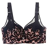 Large Bust Show Small Full Cup Thin Bra Gathered 200 Jin No Steel Ring Upper Support Underwear Women Chest Bra E (Color : Leopard Print, Size : 42D)
