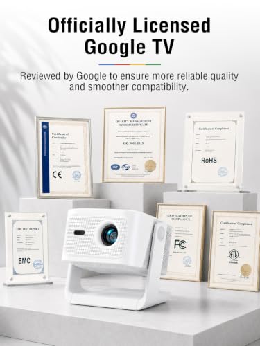 Image of 【3000 ANSI Official Licensed Google TV】VOPLLS 4K Smart Outdoor Projector with WiFi and Bluetooth, VOPLLS Projectors with Dolby /Auto Focus, Portable Movie Phone Wireless Gaming Proyector for Bedroom
