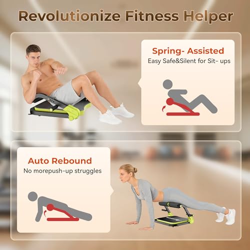 Image of Ab Machine,Sit Up Exercise Equipment& Core Machine,Adjustable Ab Trainer with 3 Resistance Levels and Removable Auxiliary Handle,perfect for home workouts and those looking to lose weight