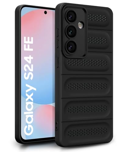 Image of WOW IMAGINE Ultimate Silicone Back Cover Case for Samsung Galaxy S24 FE 5G | Heat Dissipation Thin Soft TPU | 360 Camera Protection | Breathable Cooling Holes - Pitch Black
