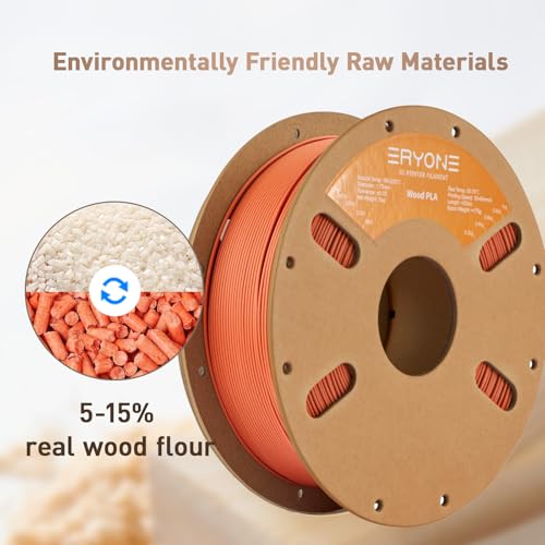 Image of ERYONE Wood PLA Filament 3D Printer PLA Filament 1.75mm + /- 0.03mm, PLA Filament 1KG Cardboard Spool(2.2LBS), Terracotta Wood