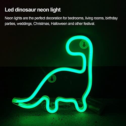 LQKYWNA Neon Night Light, LED Neon Night Light Dinosaur Shaped with Green Lamp USB & Battery Powered Neon Lights Neon Signs for Bedroom Party Home Decoration