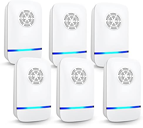 Ultrasonic Pest Repeller,6 Packs Electronic Plug in Pest Control,Indoor Ultrasonic Repellent for Roach, Rodent, Mouse, Bugs, Mosquito, Mice, Spider