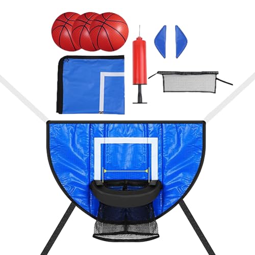 Red de baloncesto para cama elástica, red impermeable, incluye 3 bolas y canasta de baloncesto impermeable para cama elástica, para adultos, adolescentes, amantes de interiores y exteriores, para sala