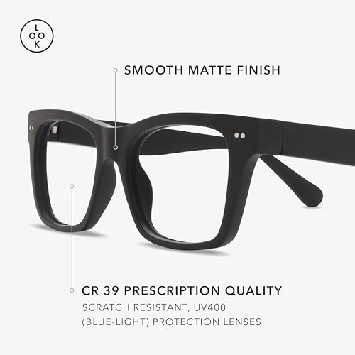 LOOK OPTIC Cosmo Progressive Reader - Stylish Unisex Reading Glasses, Prescription-Quality (Full Magnification) (1.5, Black)