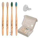 [EHOP] Lot de 4 Brosses à Dents en Bois Français avec Ventouse murale...