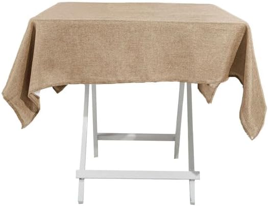 Mantel cuadrado natural de arpillera sintética de 54 x 54 pulgadas, decoración de bodas, recepciones, fiestas, eventos, catering