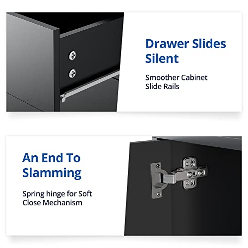 Cozy Castle Kitchen Buffet Storage Cabinet With Doors, Drawers And Flexible Shelf, Buffet Table Sideboard For Kitchen, Entryway, Dining Room, Black #TOP5