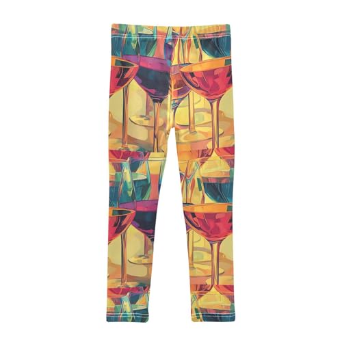 Boccsty Colored Wine Glasses Girls Leggings Kids Yoga Pants Dance Active Tights 4T2