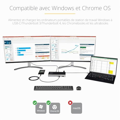 StarTech.com Dock USB C Station d'accueil USB Type C Triple Écrans 4K Alimentation DP 1.4 Alt Mode & DSC 2x DisplayPort 1.4HDMI 2.0 6xUSB 2x 10Gbps WindowsChrome Neuf - vue 7