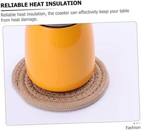 NUOBESTY 2 set yuvarlak içecek altlığı, dokuma fincan altlığı, pamuk halat altlık, ev dekorasyonu için, masa tablası, 6 adet - Görsel 5