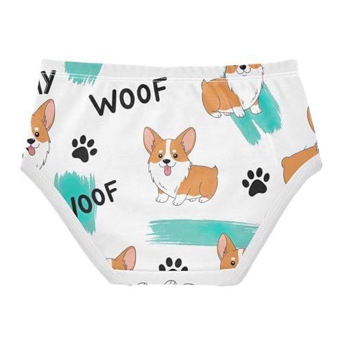 Cotton Girls Underwear Toddler Cute Cartoon Corgi Dogs Footprints Panties for Girl Florals Briefs Underpants 2t2