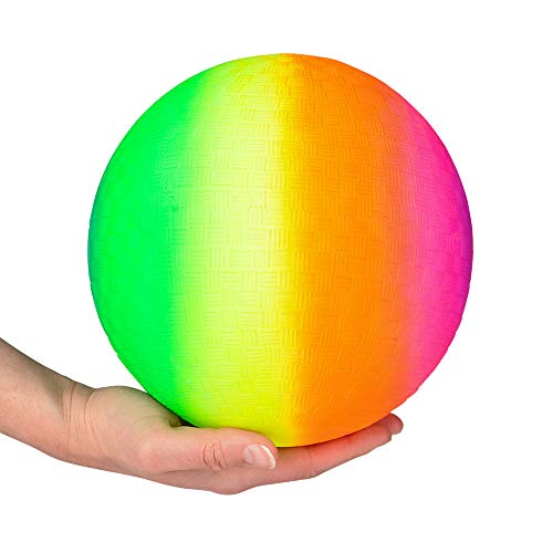 Bedwina Rainbow Playground Balls - 8.5Inch (Pack Of 4) Rubber Bouncy Inflatable Balls For Kids And Adults, Indoor And Outdoor Games, Kickballs, Dodgeball, Four Square, Dodge Ball, Handball #TOP4