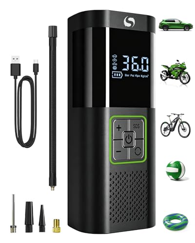SERVOMASTER Compresseur à Air Portatif, Gonfleur Pneus Voiture sans Fil avec Jauge, Inflation Rapide, Arrêt Automatique, pour Voiture, Vélos et Motos, Pompe...