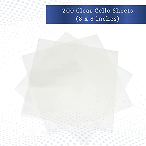 Folhas transparentes para violoncelo (200 peças 20,32 x 20,32 cm) - folhas de celofane transparentes