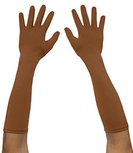Seeksmile Adult Spandex Elbow Length Costume Gloves (Free Size Brown)