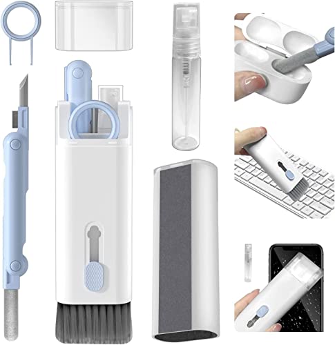 7 in 1 Electronics Cleaning Kit with Keyboard Brush and Screen Cleaner Spray - Multi Device Cleaning Tools for Laptop, Mobile, Earbuds, Camera, Key Puller, Cleaning Pen and Soft Fibre Wipe