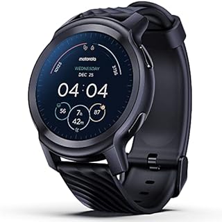 Motorola Moto Watch 100 Smartwatch - 42mm Smartwatch with GPS for Men & Women, Up to 14 Day Battery, 24/7 Heart Rate, SpO2, 5ATM Water Resistant, AOD, Android & iOS Compatible - Phantom Black