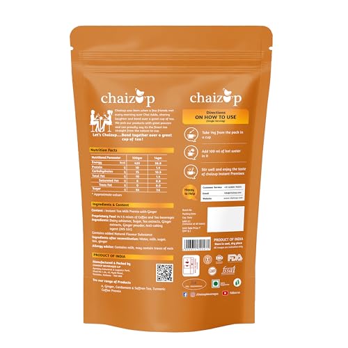 Image of Chaizup Premium 1 Min Instant Ginger Tea Premix - 1kg Poly | Approx. 72 Servings (1Kg, Ginger)